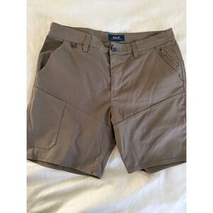 Roark Layover Style Hybrid Shorts Men 33‎ Brown Stretch Zip Pocket Adventure